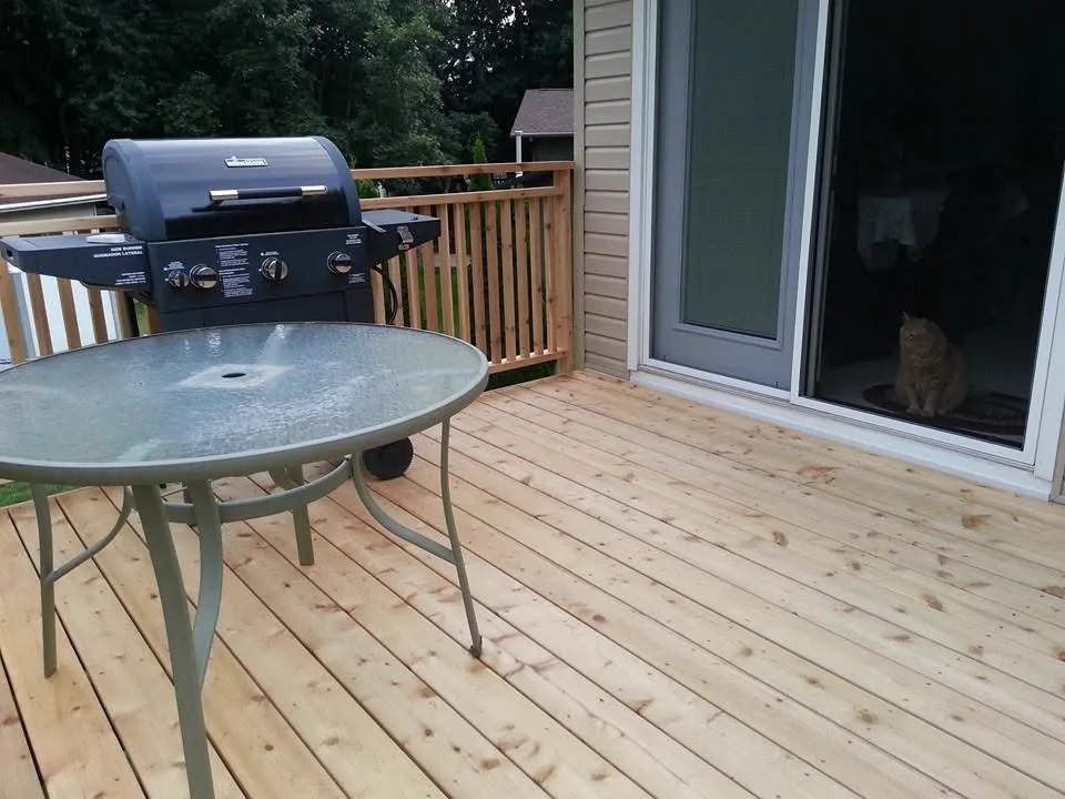 Cedar Deck and Sliding Glass Door