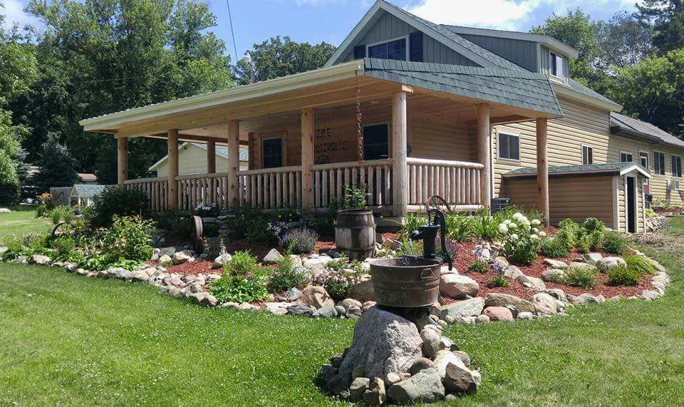 Log Front Porch & Landscaping