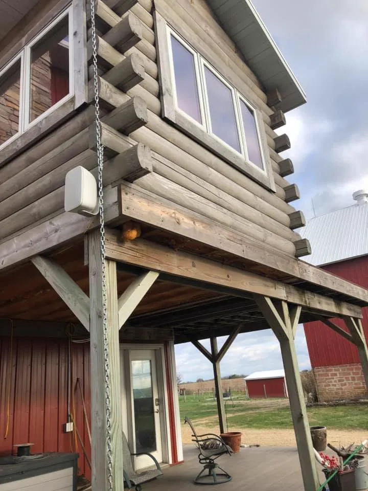 Heavy Timber Beam Construction and Rain Chain